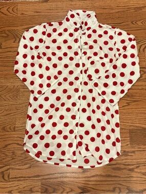Julia Amory Red Polka Dot "Husband Shirt" Beach Coverup / Tunic